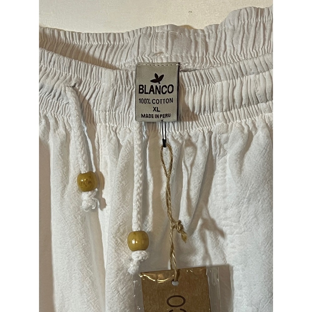 Blanco Cotton Shorts XL Coastal Minimalist White Beaded Drawstring NWT - Picture 4 of 4